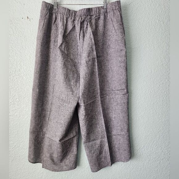 Cynthia Rowley Gray Linen Blend Crop Wide Leg Pants - Picture 7 of 12